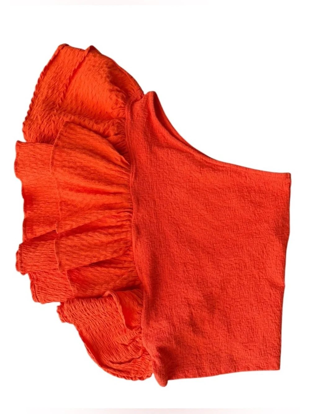 By Anthropologie Ruffled One-Shoulder Top Orange‎ size XXS